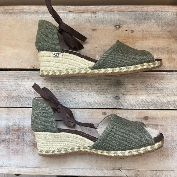 UGG Green and Brown Espadrille Wedges - Picture 7 of 13